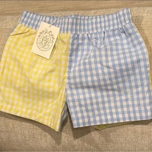 The Beaufort Bonnet Company Yellow and Blue Gingham Kids Shorts